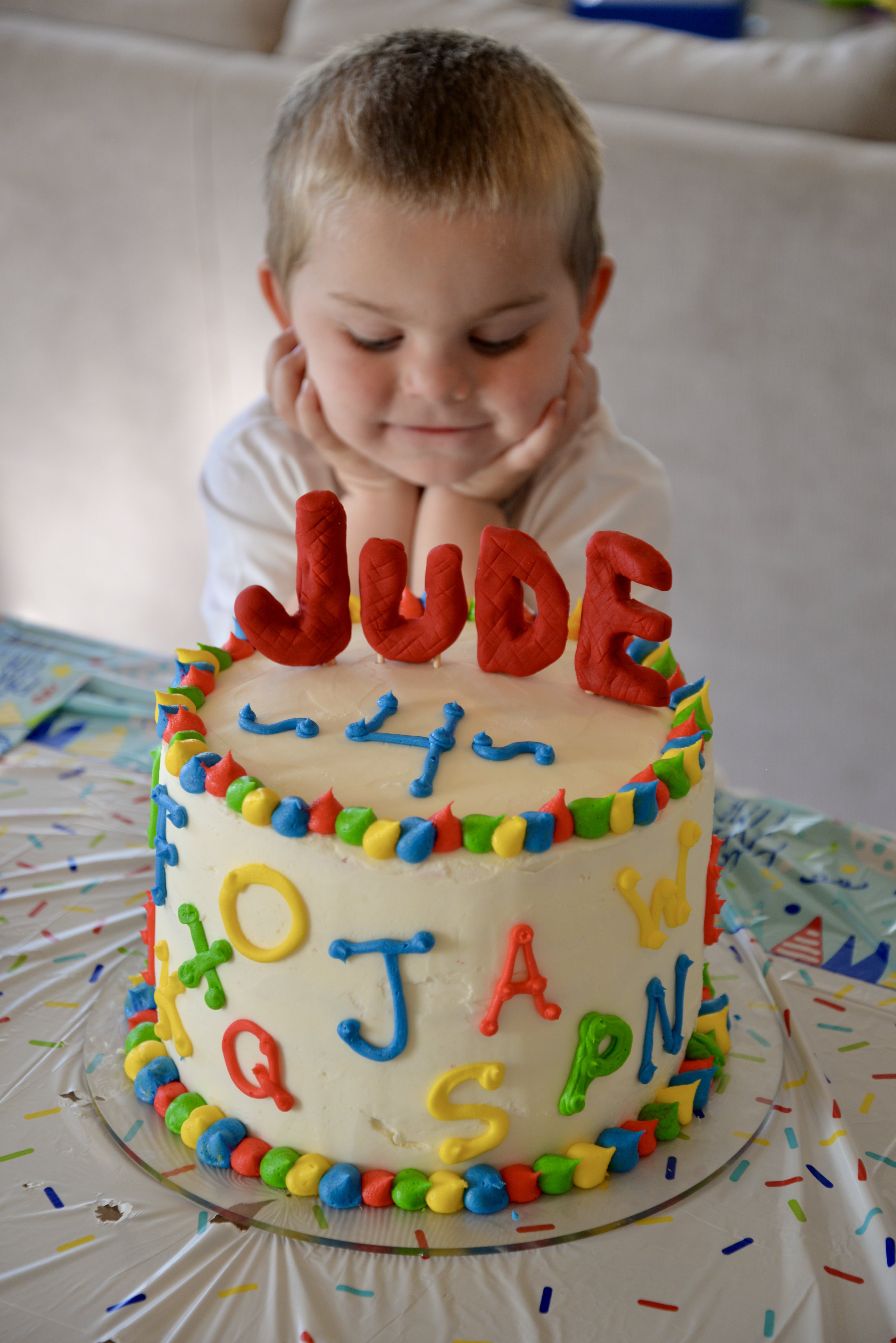 Rainbow Alphabet Birthday Cake