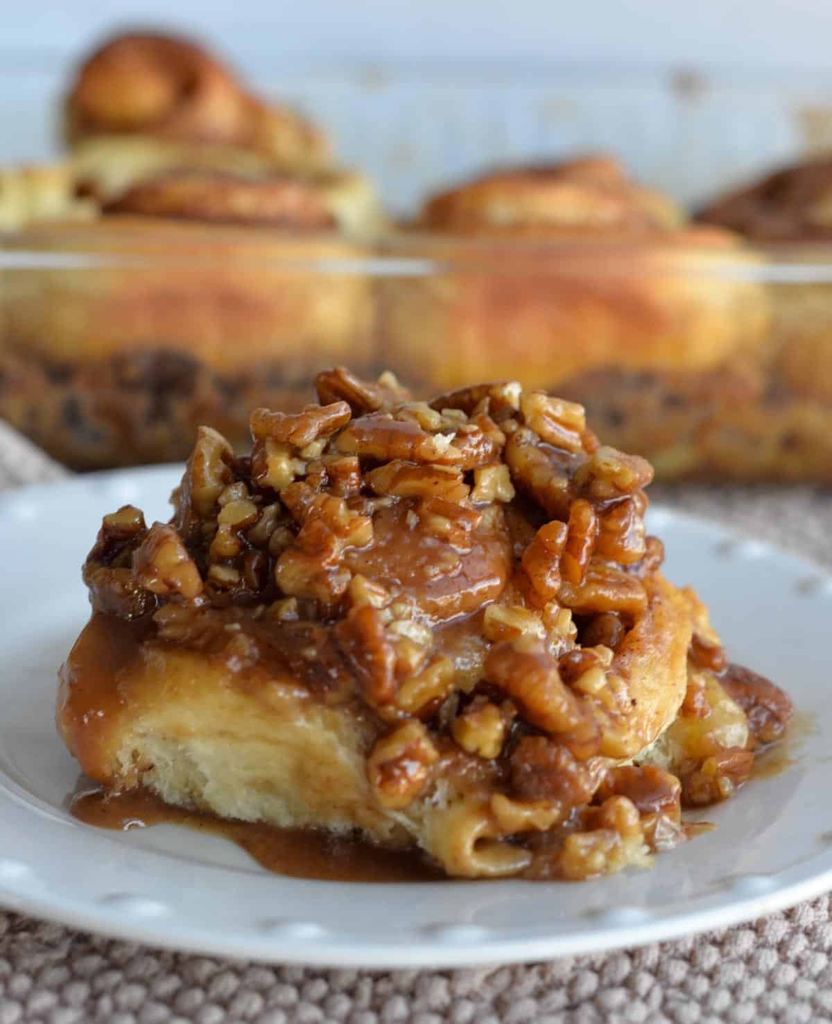 Sourdough Sticky Bun on a plate.
